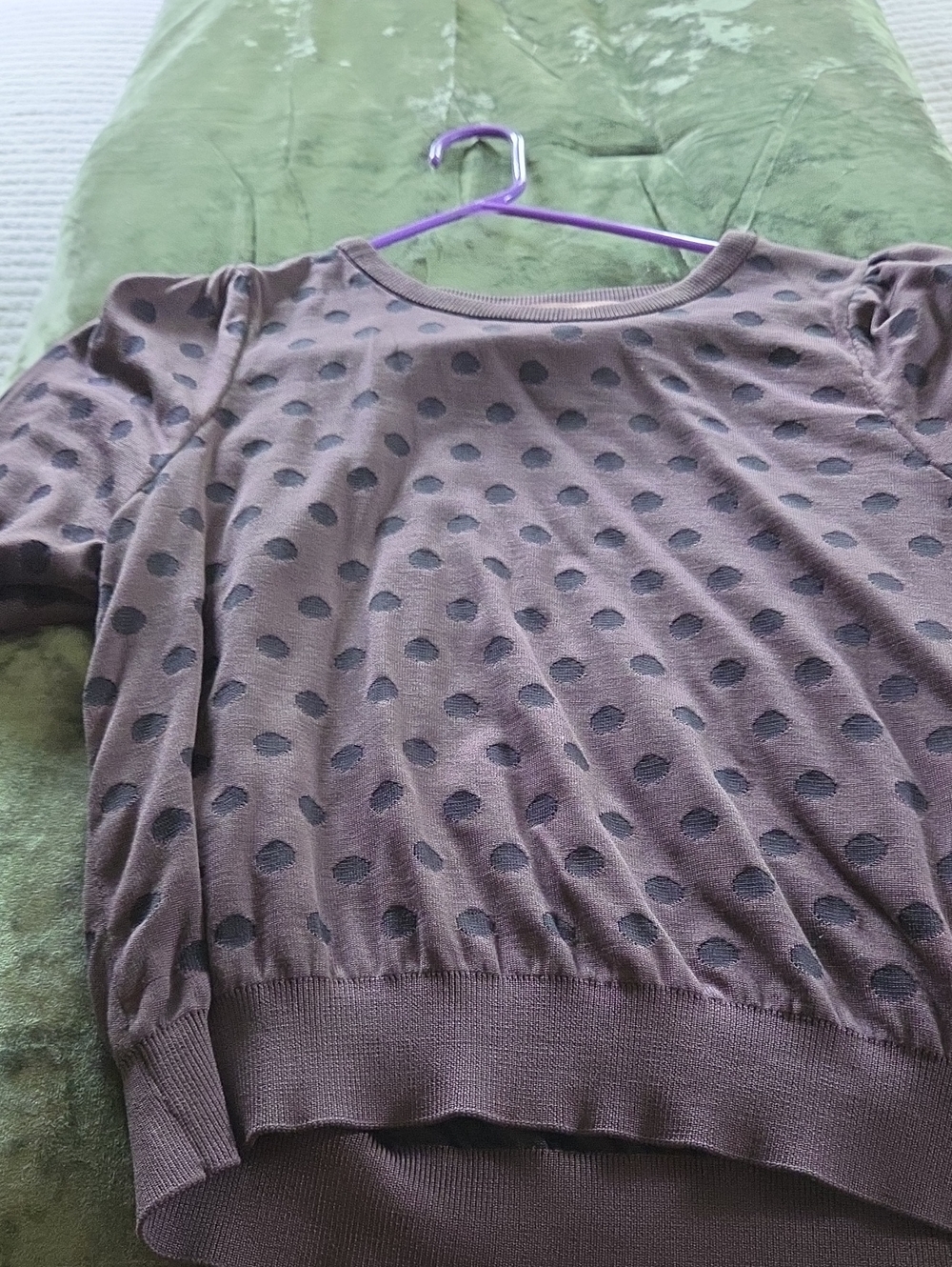 Philosophy Brown Polka Dot Knit Sweatshirt